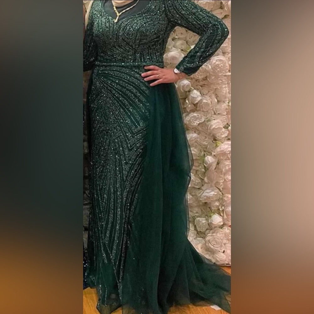 Fully Beaded Gown with Sleeves